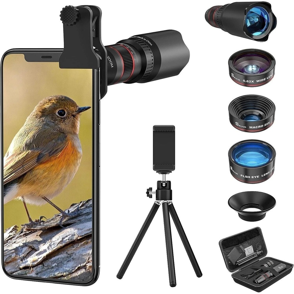 Selvim Phone Camera Lens Phone Lens Kit 4 in 1, 22X Telephoto Lens